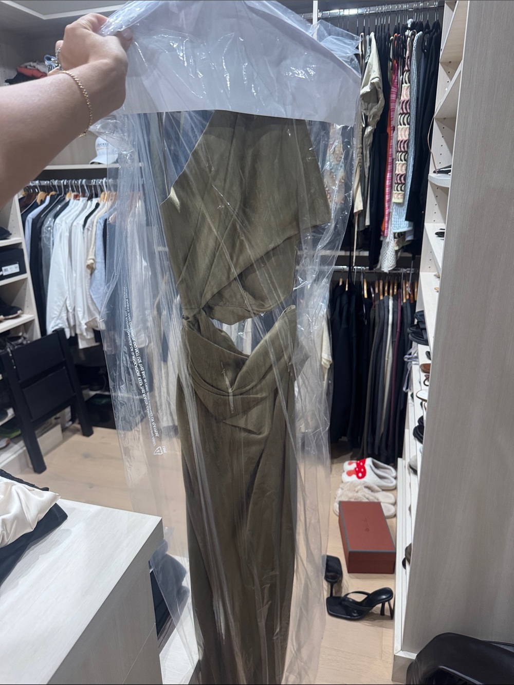 Olive Green Cutout maxi dress
